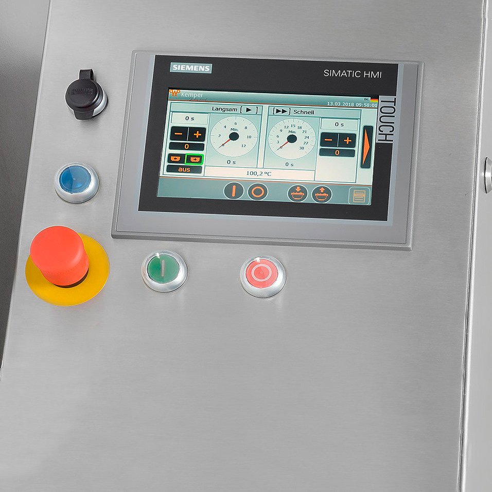 Touch Panel Programmsteuerung mit INUS-Bedienoberfläche und Bottichgegenlauf
